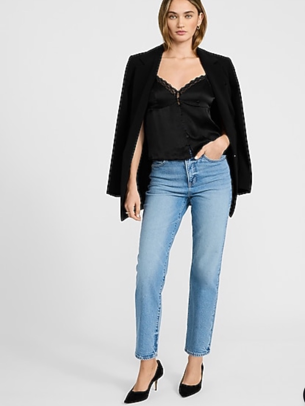 Express High Waisted Light Wash Straight
Ankle Jeans